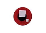 Red Tile, Round 1 x 1 with 2 White Squares on Small Black Circle Pattern (BrickHeadz Eye)