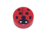 Red Tile, Round 1 x 1 with Ladybug, Small White Eyes Pattern