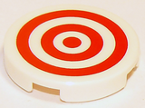White Tile, Round 2 x 2 with Bottom Stud Holder with Red Circles Pattern