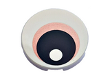 White Tile, Round 2 x 2 with Bottom Stud Holder with Eye with Copper Iris and Black Pupil Pattern