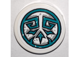 White Tile, Round 2 x 2 with Bottom Stud Holder with Dark Turquoise Tribal Symbol in Circle Pattern (Sticker) - Set 71747