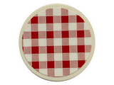 White Tile, Round 3 x 3 with Red and White Checkered Pattern (Sticker) - Set 21324