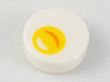 White Tile, Round 1 x 1 with Egg Yolk Pattern