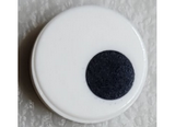 White Tile, Round 1 x 1 with Small Black Circle / Eye Pupil Offset Pattern