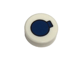 White Tile, Round 1 x 1 with Dark Blue Circle with Tab Spray Can Top Pattern