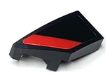 Black Wedge 2 x 1 x 2/3 Left with Red Stripe on Black Background Pattern (Sticker) - Set 30434