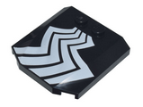 Black Wedge 4 x 4 x 2/3 Triple Curved with White Zigzag Lines Pattern Side A