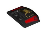 Black Wedge 3 x 4 x 2/3 Triple Curved with Gold Spider Logo and Red and Dark Red Panels Pattern