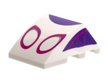 White Wedge 4 x 3 Triple Curved No Studs with Magenta Eye Outlines, Dark Purple Trim Pattern
