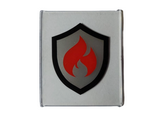 Trans-Clear Glass for Window 1 x 6 x 6 Flat Front with Black and Silver Fire Logo Badge with Red Flames Pattern