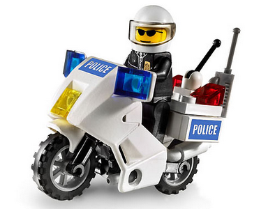 lego 2008 set 7235-2 Police Motorcycle - Blue Sticker Version 