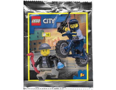 lego 2022 set 952211 Policewoman with Bike and Crook foil pack Policière avec moto et voleur
