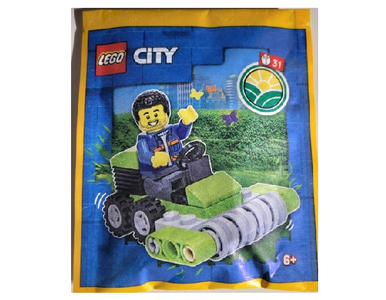 lego 2023 set 952303 Worker with Lawn Mower paper bag Travailleur avec tondeuse à gazon